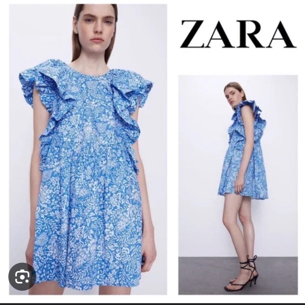 Zara Blue Floral Mini Dress